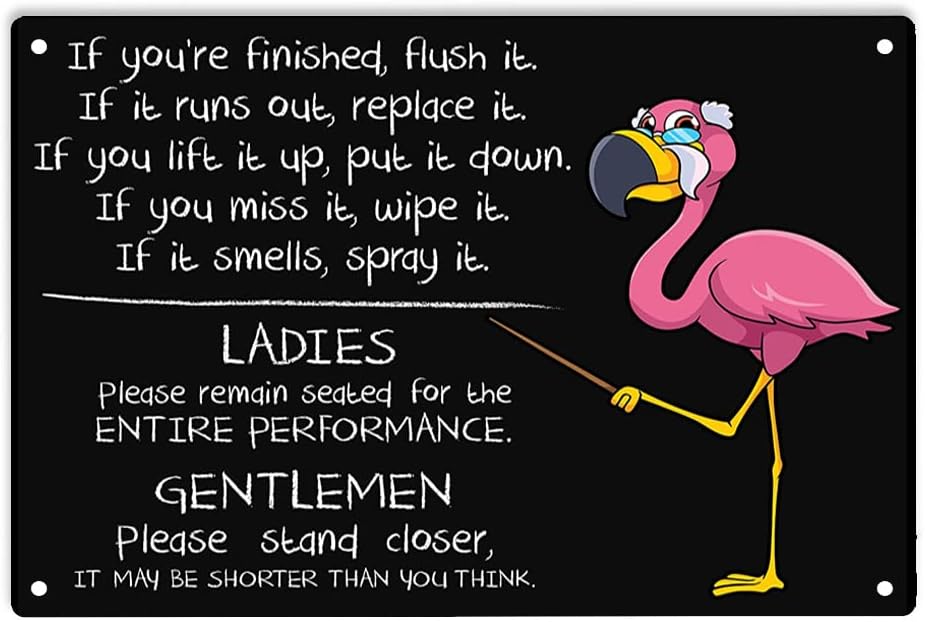 Home Bathroom Rules - 1p, ERMUHEY Pembe Flamingo Banyo Kuralları