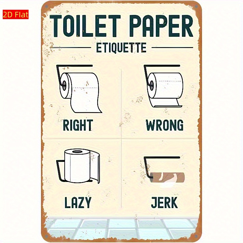 Home Bathroom Etiquette - Ahşap Tuvalet Kağıdı Etiketleri Levhası -