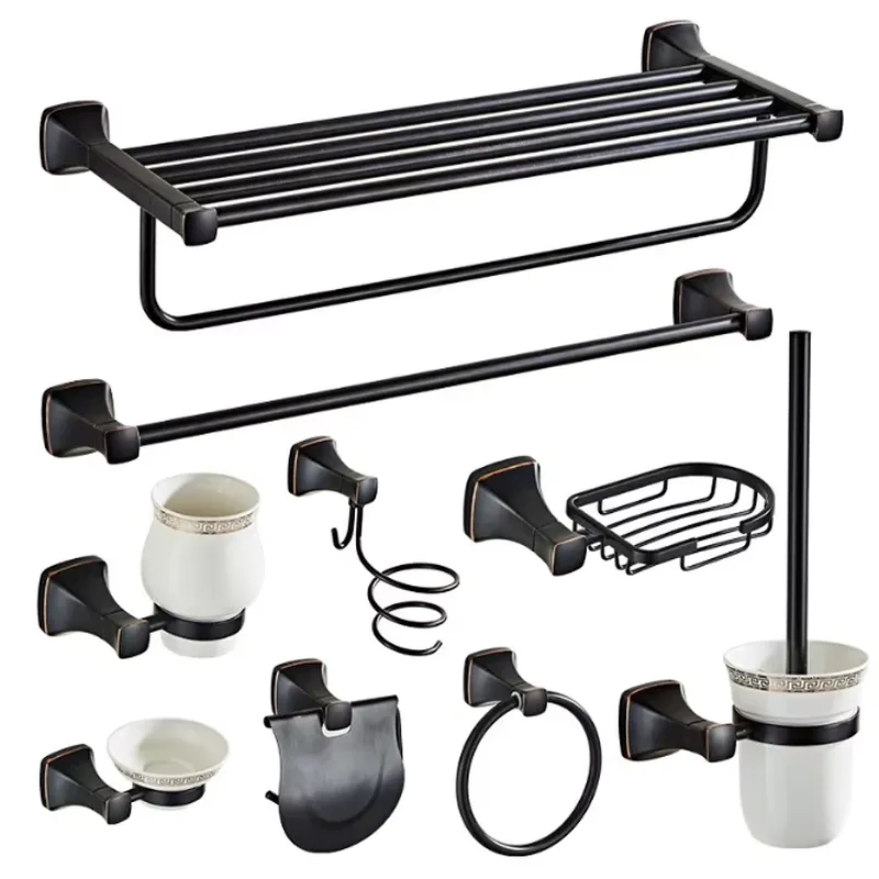 Towel Bar Stainless - 9 Parçalı Modern Siyah Paslanmaz Çelik