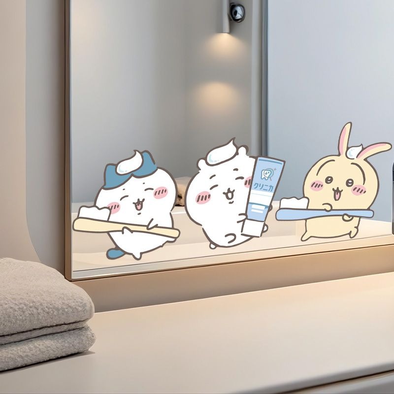 Home Center Bathroom Accessories - Sıcak Chiikawa Ayna Çıkartmaları Güçlü Yapışkanlı