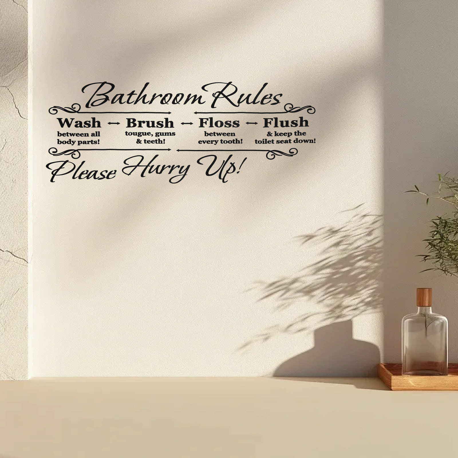 Home Bathroom Rules - Banyo Kuralları Duvar Çıkartması Çıkarılabilir Kendinden