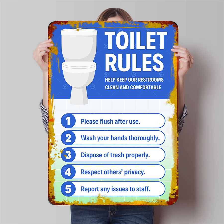 Home Bathroom Etiquette - Özel Tuvalet Kuralları Metal Işareti Banyo