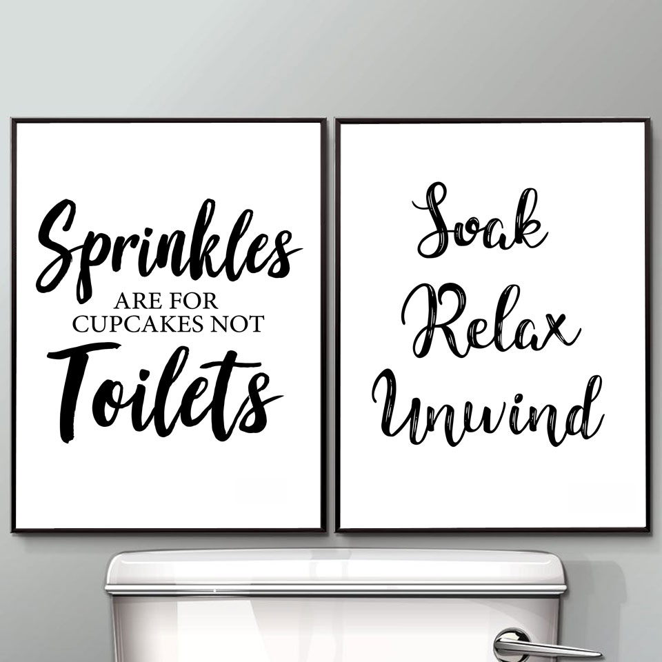 Home Bathroom Rules - Duvar sanatı tuval yağlıboya Komik Banyo