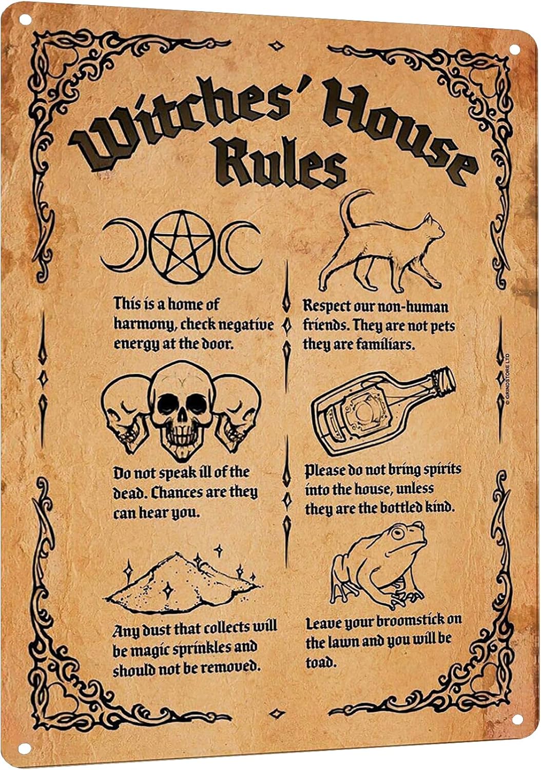 Home Bathroom Rules - Y1, Cadıların Ev Kuralları Metal Tabela