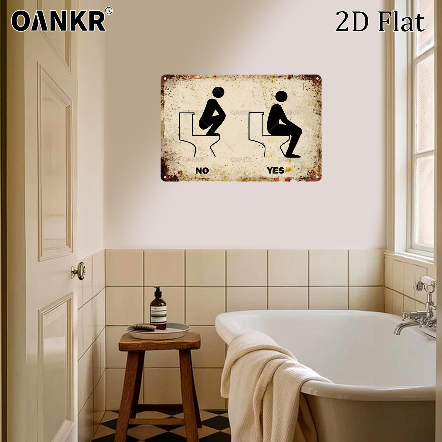 Home Bathroom Etiquette - Komik Tuvalet Etiketleri Metal Tabela, Retro