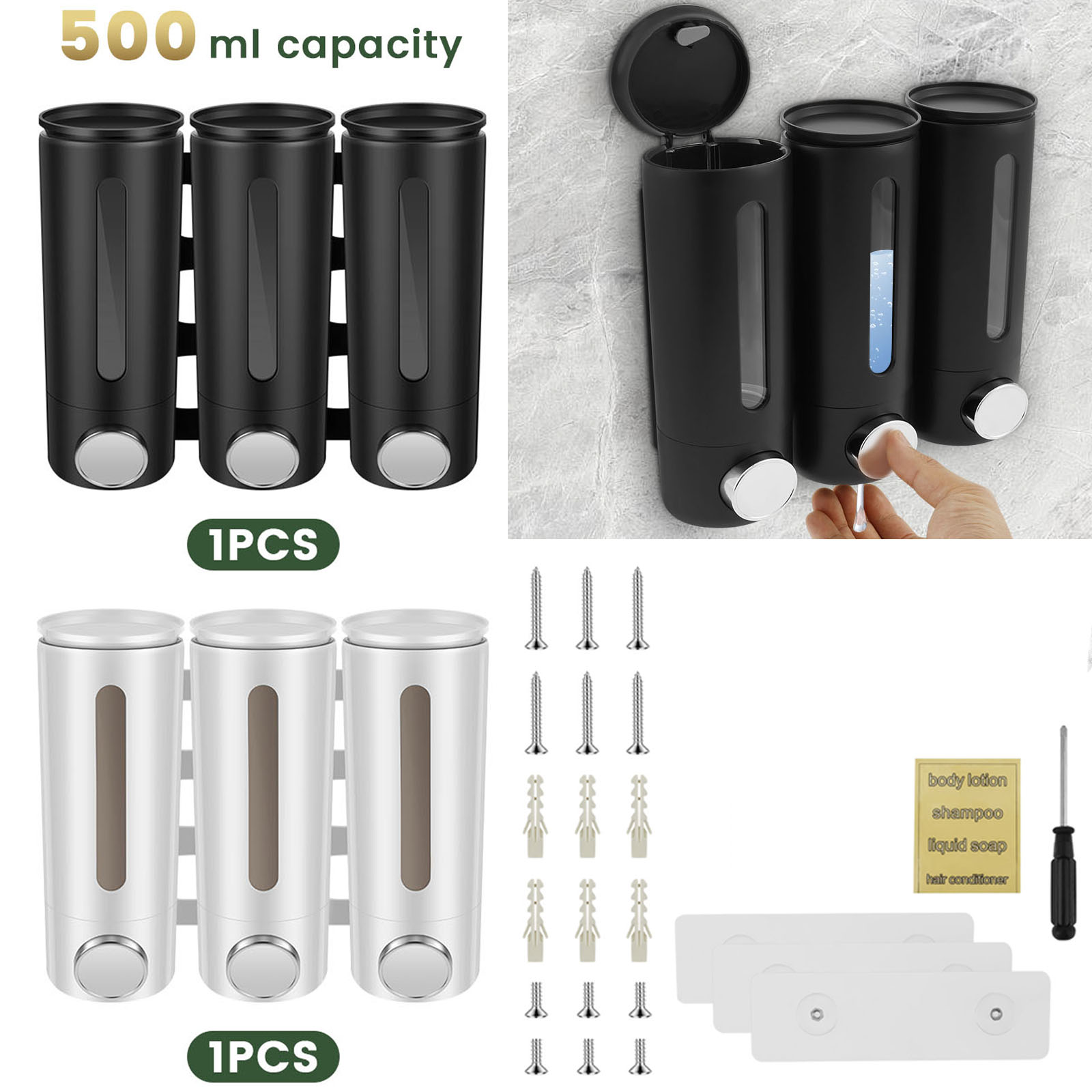 Home Bathroom Wall Soap Dispenser - 500ml duvara monte banyo sıvı sabunluk
