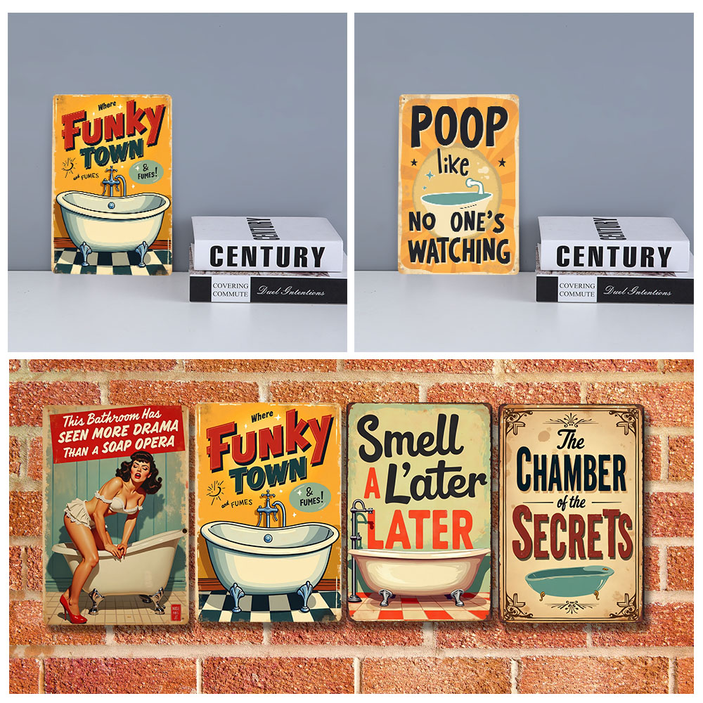 Komik Banyo Kuralları Vintage  - Home Bathroom Rules incelemesi ve fiyatı