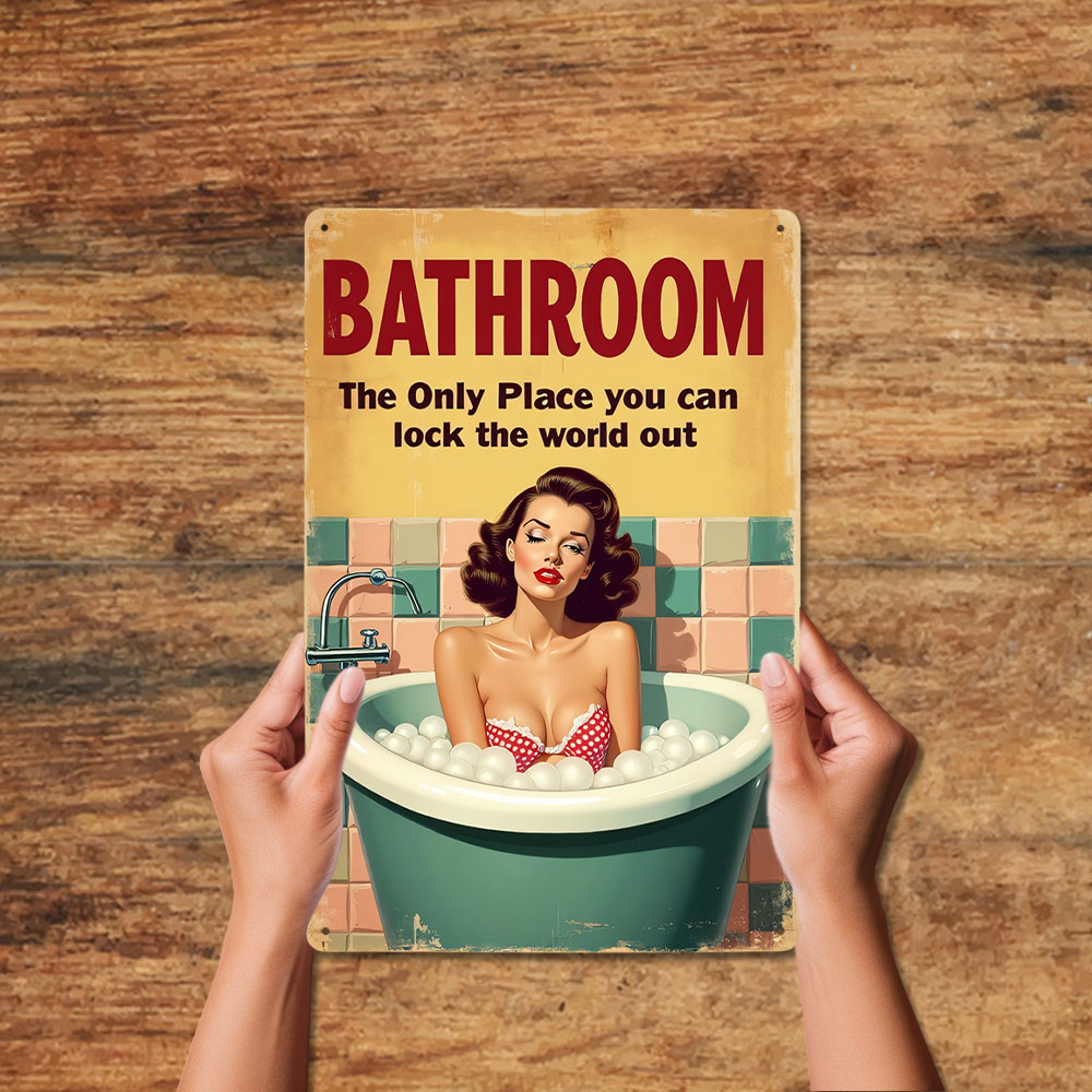 Komik Banyo Kuralları Vintage  - Home Bathroom Rules incelemesi ve fiyatı