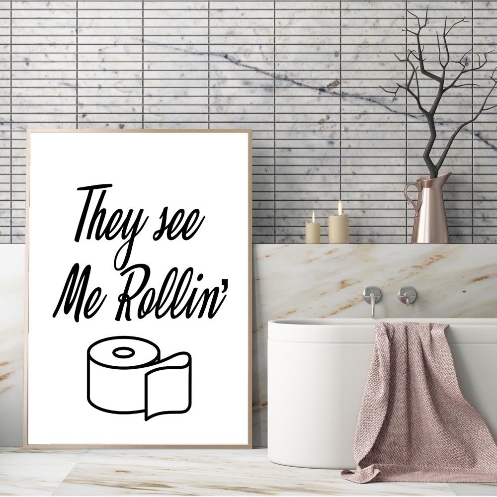 Duvar sanatı tuval yağlıboya K - Home Bathroom Rules incelemesi ve fiyatı