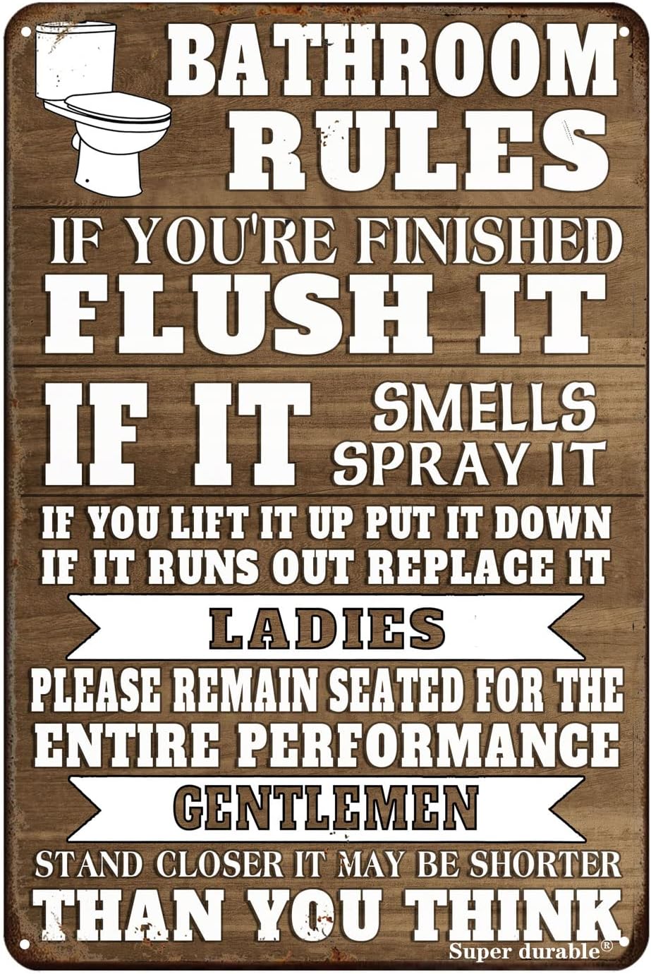 Komik Banyo Kuralları Metal Ta - Home Bathroom Rules incelemesi ve fiyatı