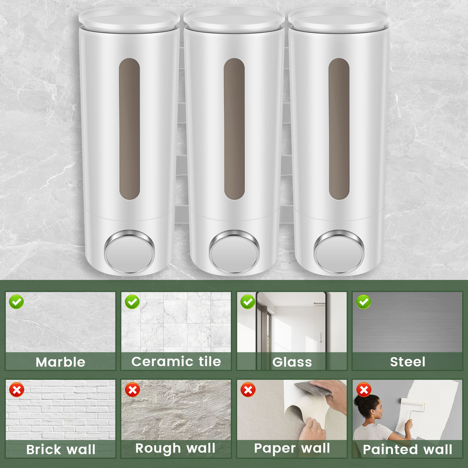 500ml duvara monte banyo sıvı  - Home Bathroom Wall Soap Dispenser incelemesi ve fiyatı