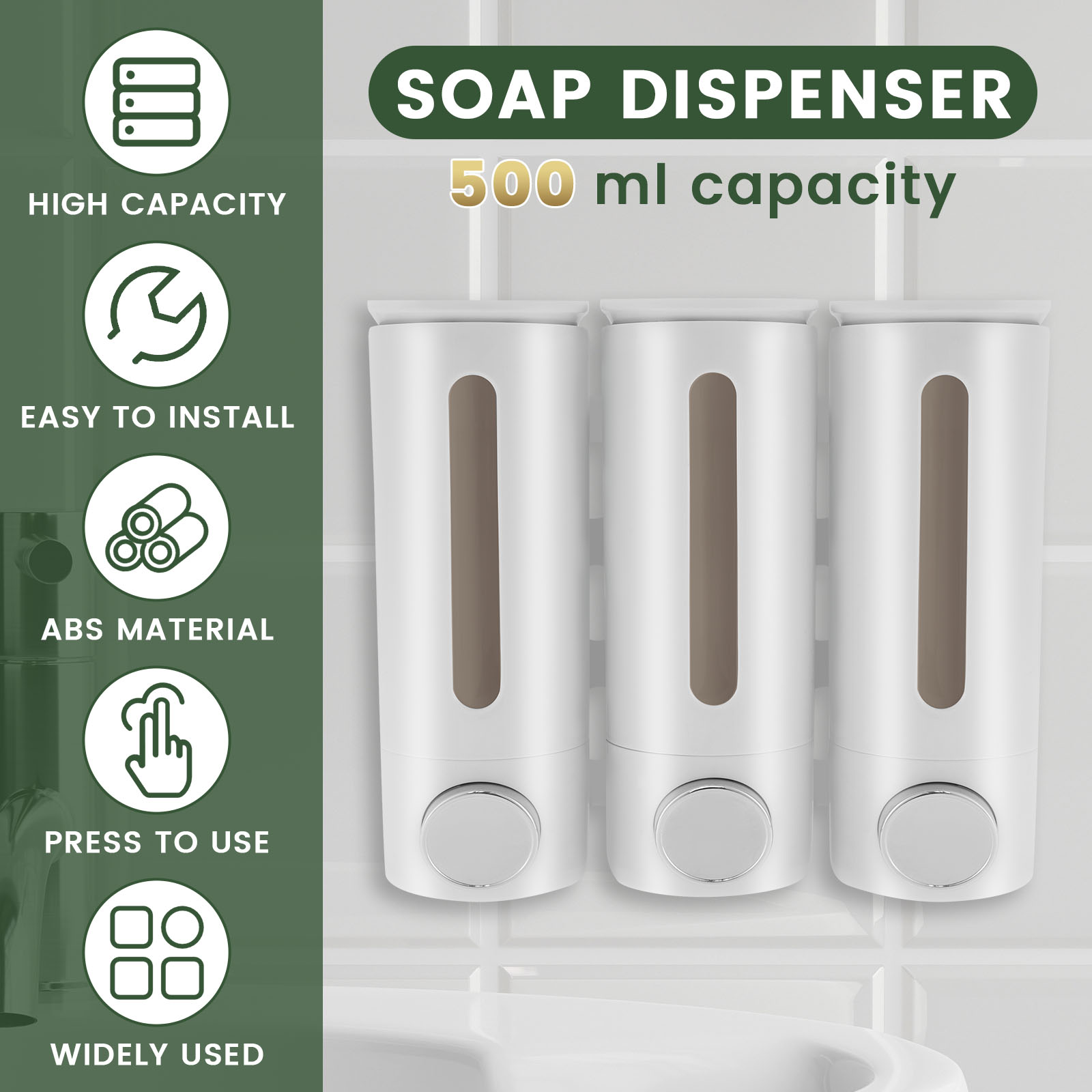 500ml duvara monte banyo sıvı  - Home Bathroom Wall Soap Dispenser incelemesi ve fiyatı